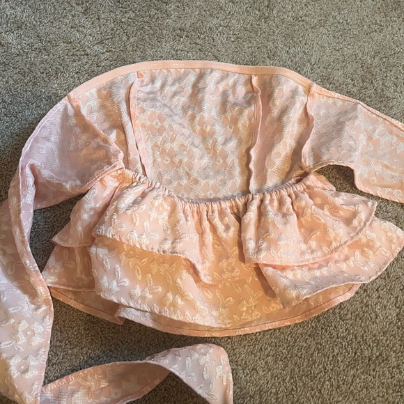 Pink Ruffle Strapless Top XS - Picture 3 of 5